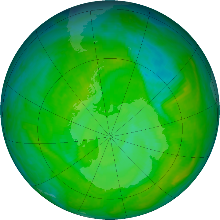 Antarctic ozone map for 06 December 2000